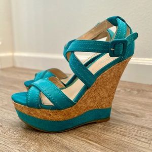 Turquoise Charlotte Russe Strappy Wedges